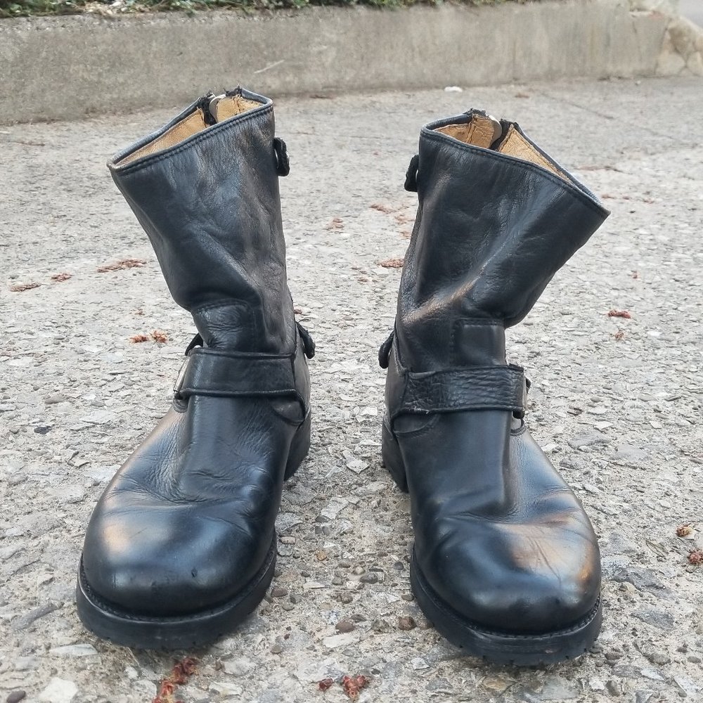 Frye Motorcycle Boots (Black Leather)